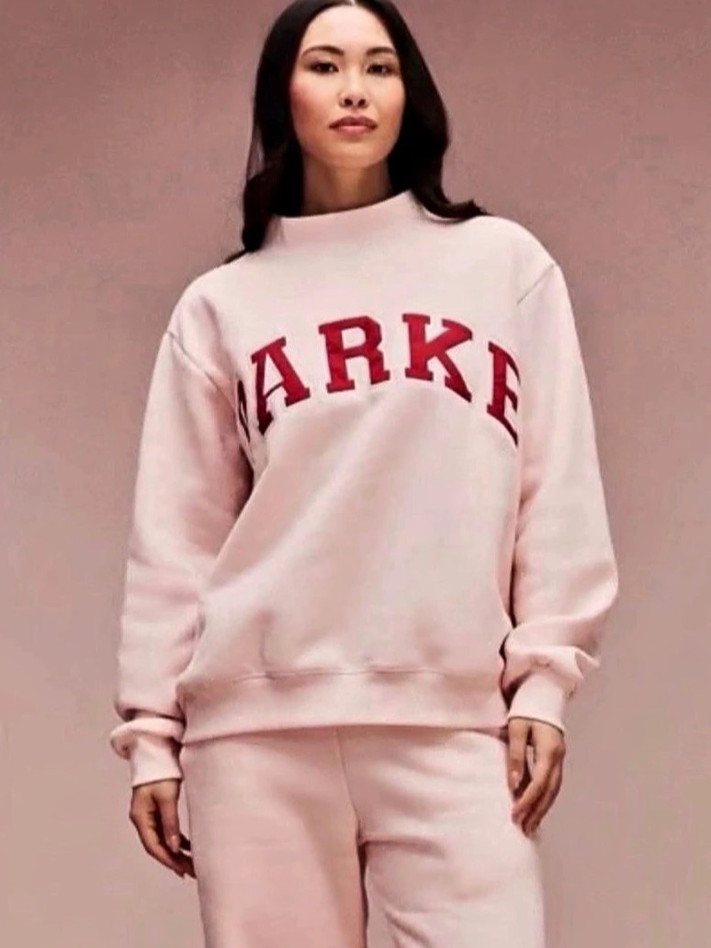 PARKE Peony Valentine’s Varsity Mockneck Sweatshirt Size Large/XL